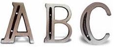 Letra de alumínio A,B,C e D