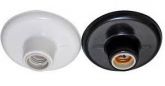 Plafon Plástico com soquete de porcelana E-27 Branco