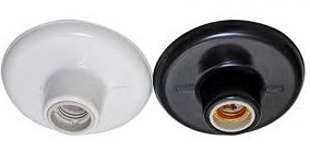 Plafon Plástico com soquete de porcelana E-27 Branco